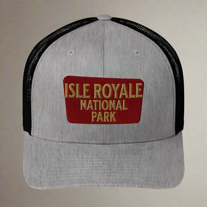 Isle Royale National Park Sign Embroidered Trucker Hat - MENLL