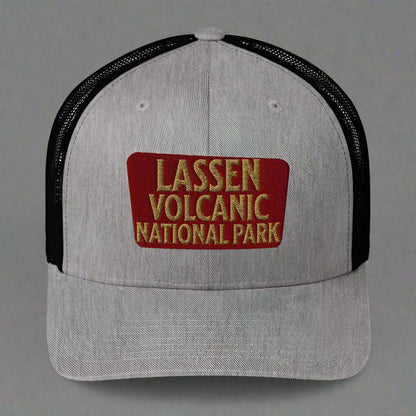Lassen Volcanic National Park Sign Embroidered Trucker Hat - MENLL