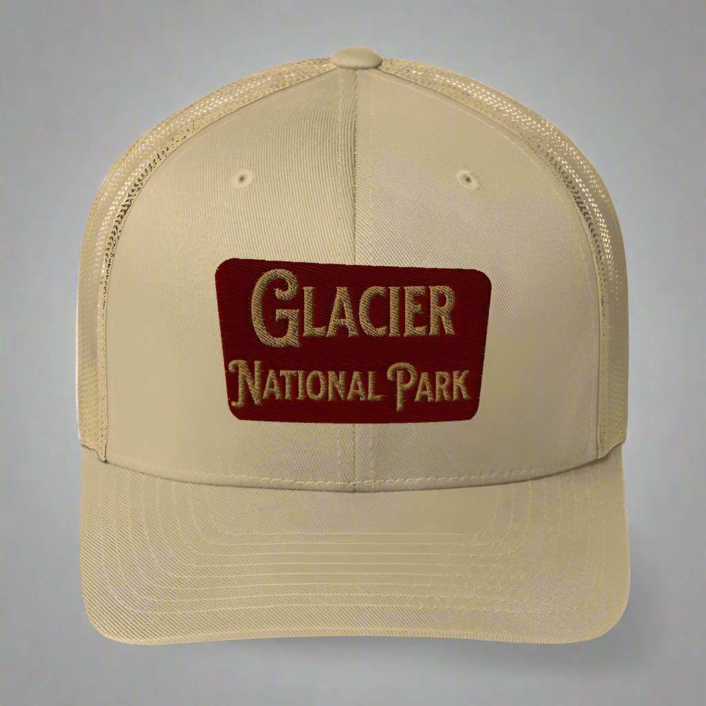 Glacier Embroidered National Park Sign Trucker Hat - MENLL