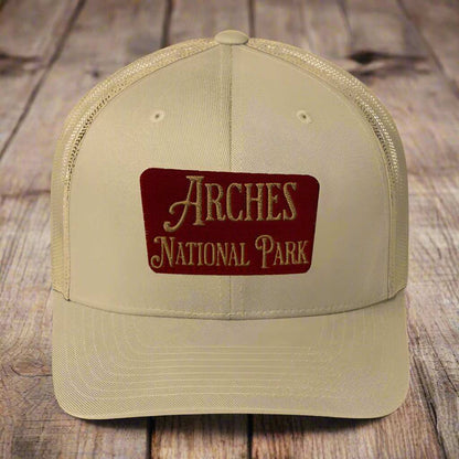 Arches Embroidered National Park Sign Trucker Hat - MENLL