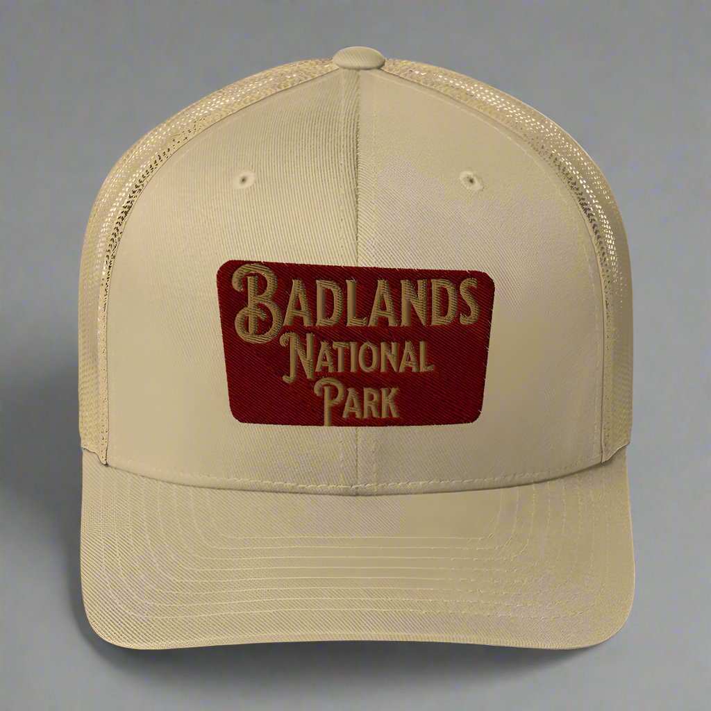 Badlands National Park Sign Embroidered Trucker Hat - MENLL