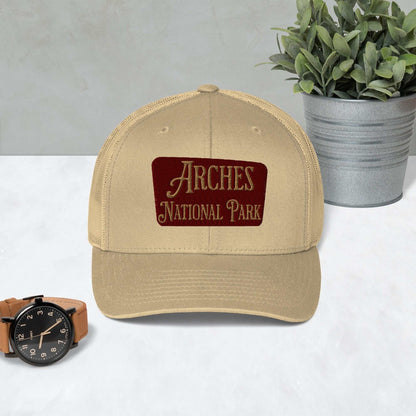 Arches Embroidered National Park Sign Trucker Hat - MENLL