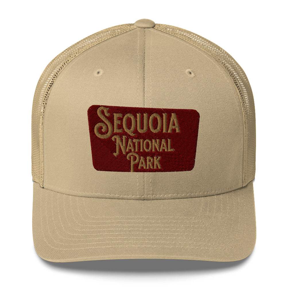 Sequoia Embroidered National Park Sign Trucker Hat - MENLL