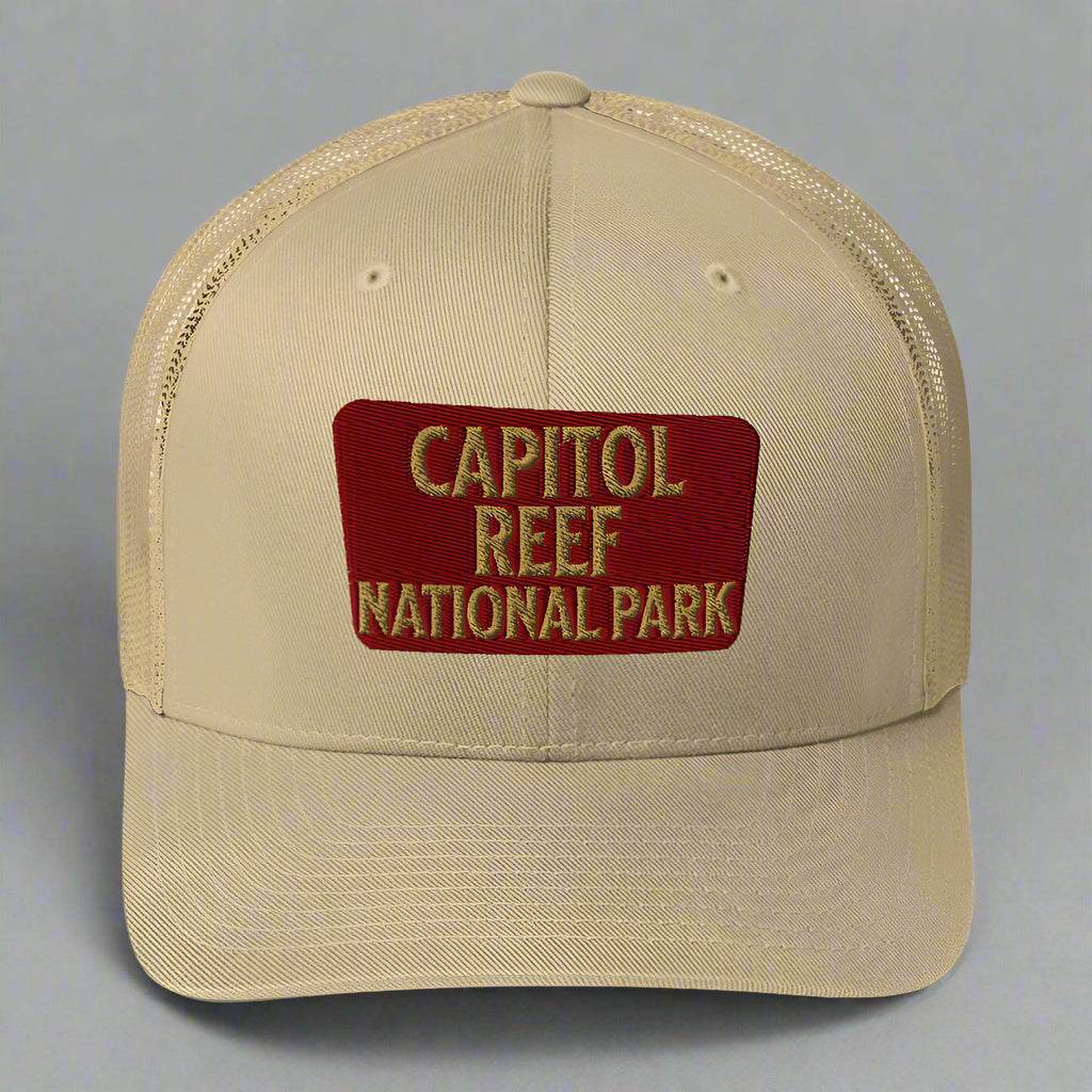 Capitol Reef National Park Sign Embroidered Trucker Hat - MENLL