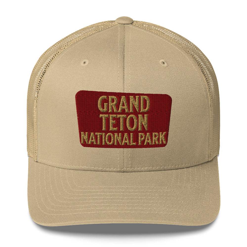 Grand Teton National Park Sign Embroidered Trucker Hat - MENLL