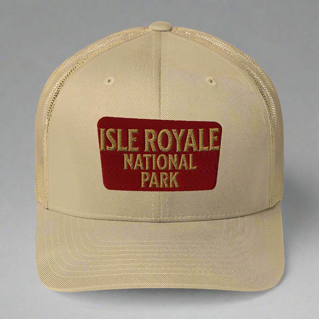 Isle Royale National Park Sign Embroidered Trucker Hat - MENLL