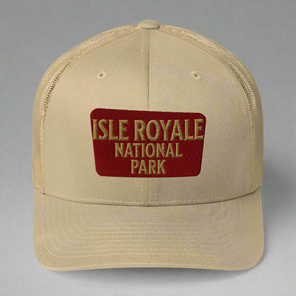 Isle Royale National Park Sign Embroidered Trucker Hat - MENLL