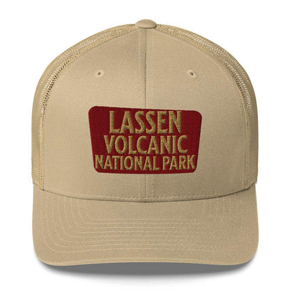 Lassen Volcanic National Park Sign Embroidered Trucker Hat - MENLL