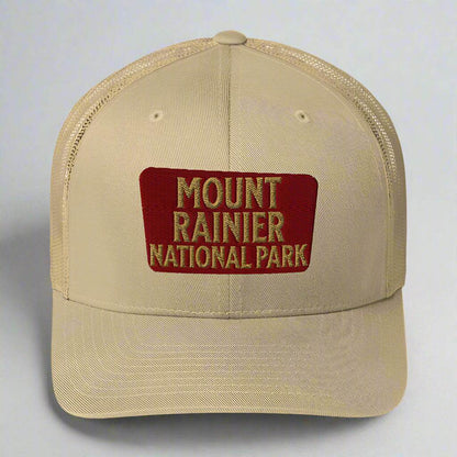 Mount Rainier National Park Sign Embroidered Trucker Hat - MENLL