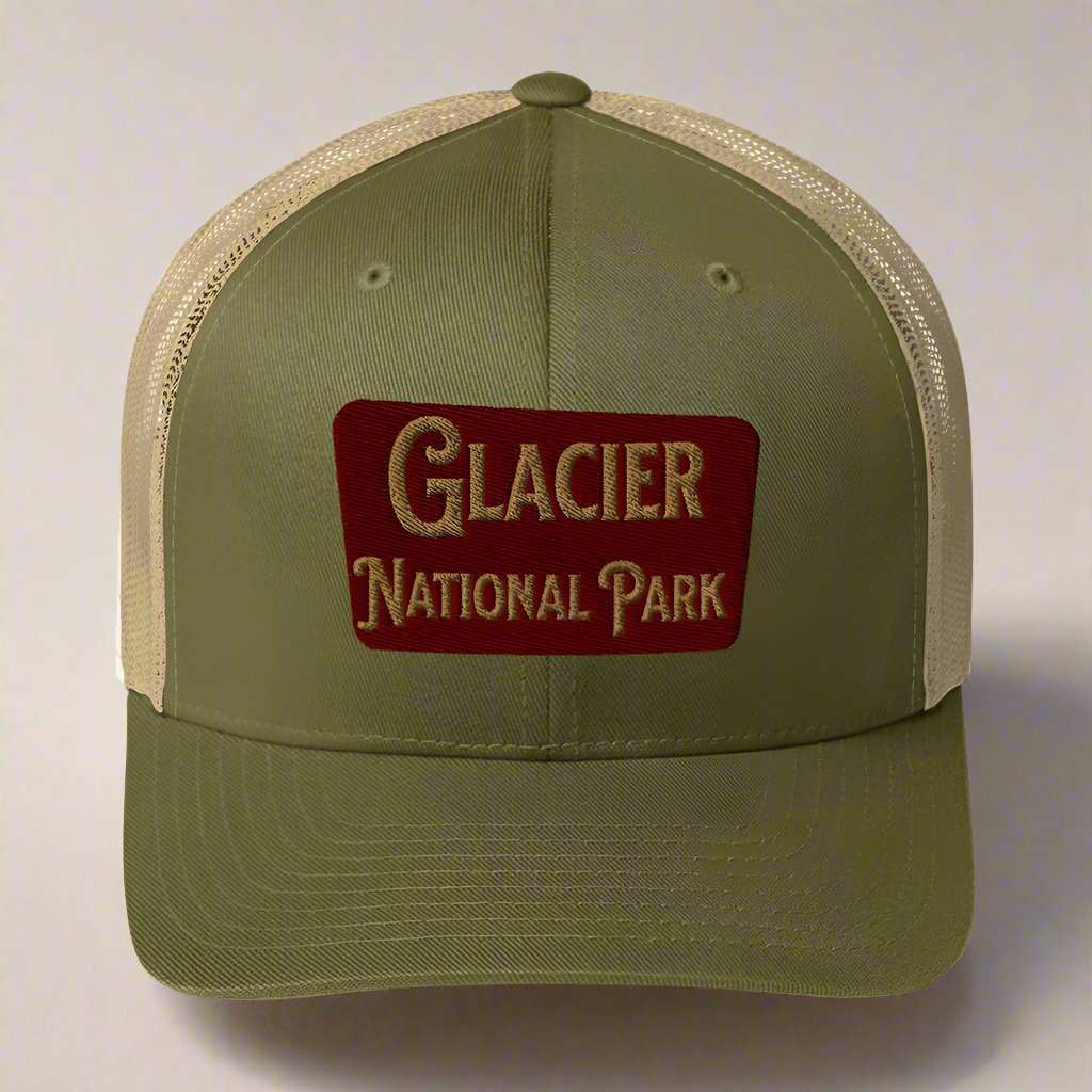 Glacier Embroidered National Park Sign Trucker Hat - MENLL