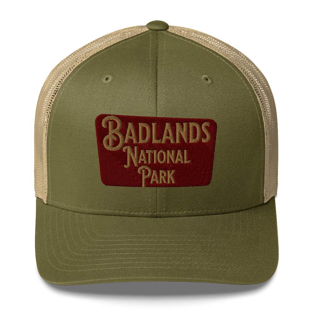 Badlands National Park Sign Embroidered Trucker Hat - MENLL