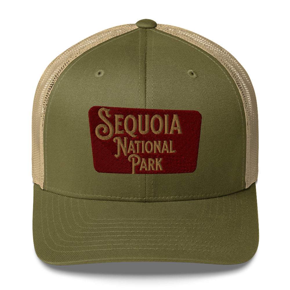 Sequoia Embroidered National Park Sign Trucker Hat - MENLL