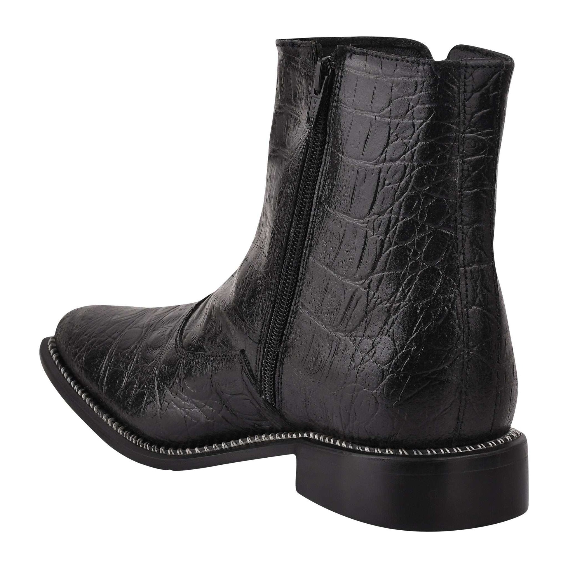 SANDRA Leather Ankle Length Side Zip Up Boots - MENLL