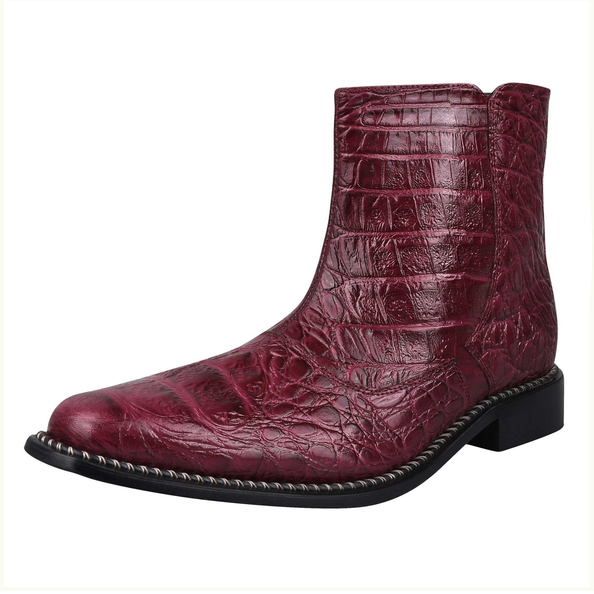 SANDRA Leather Ankle Length Side Zip Up Boots - MENLL
