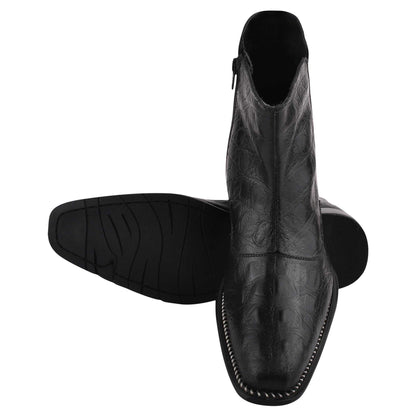 SANDRA Leather Ankle Length Side Zip Up Boots - MENLL