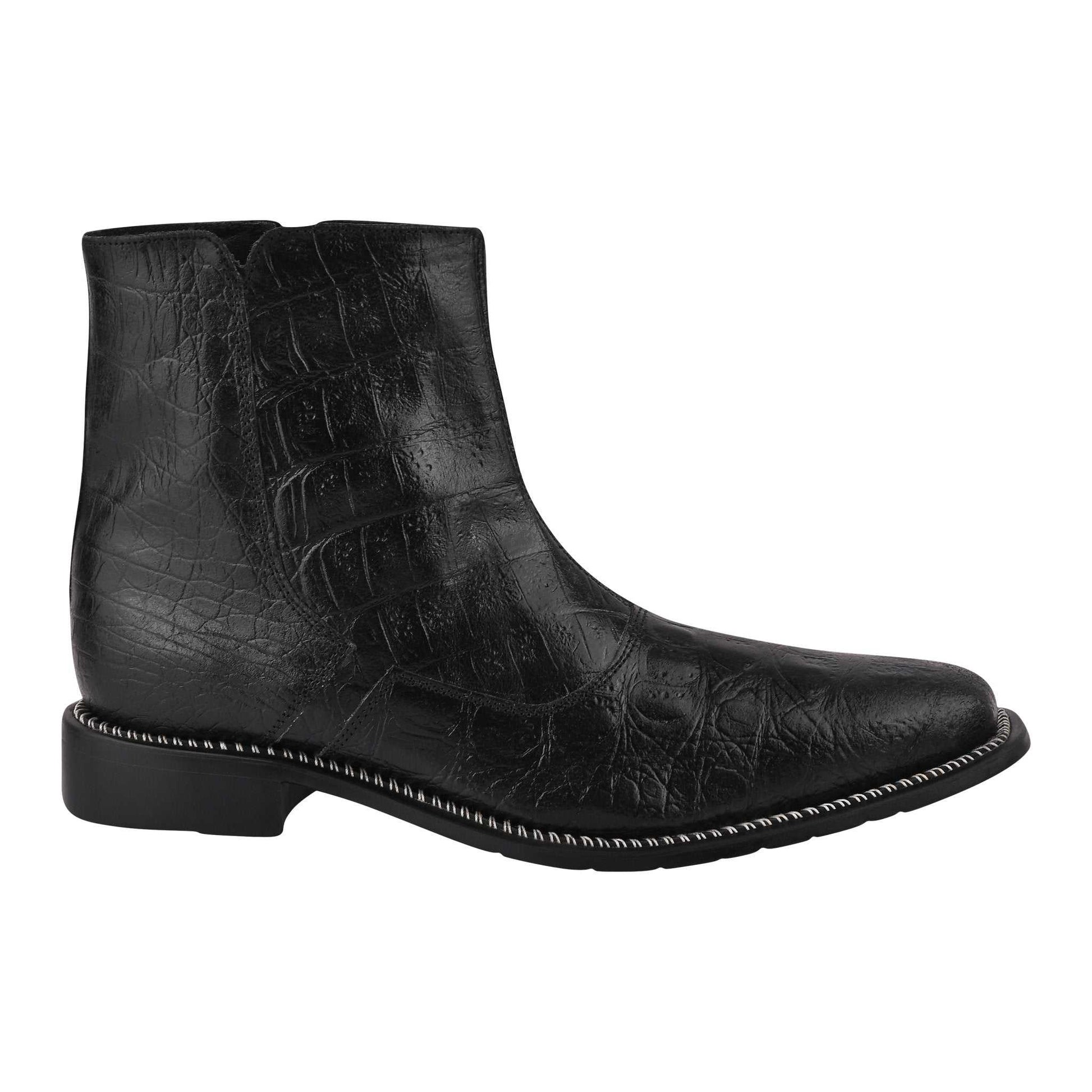 SANDRA Leather Ankle Length Side Zip Up Boots - MENLL