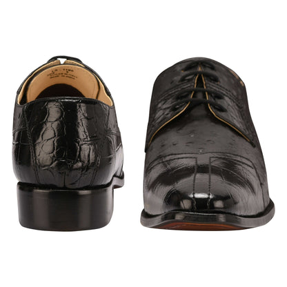 Sassy Crocodile Ostrich Print Lace-Up Dress Shoes