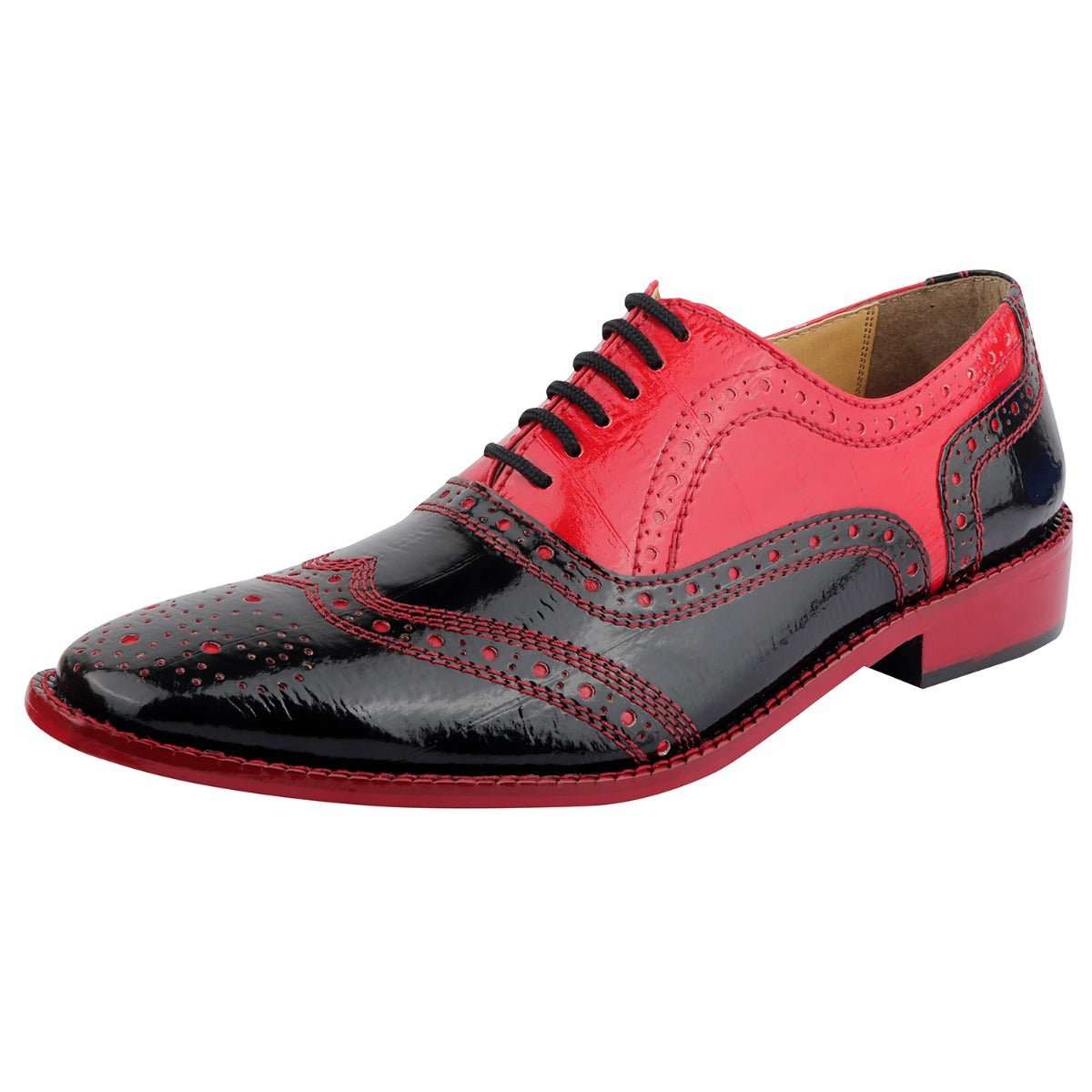Tremont Genuine Leather Oxford Brogue Dress Shoes with Wingtip Design and Perforated Trim.