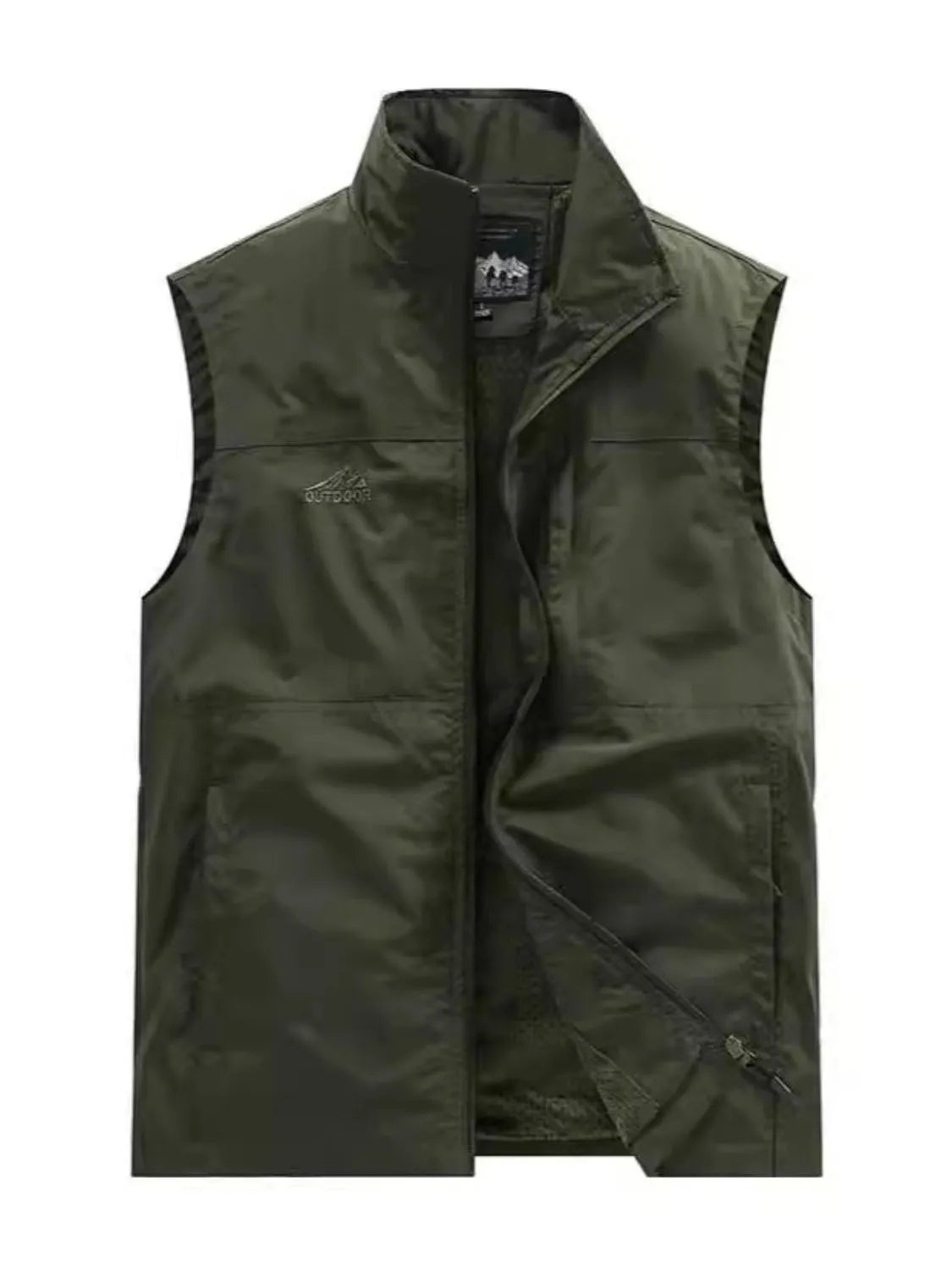 Men's Plus Size Zip Up Vest, nylon, basic style, slightly stretchy.