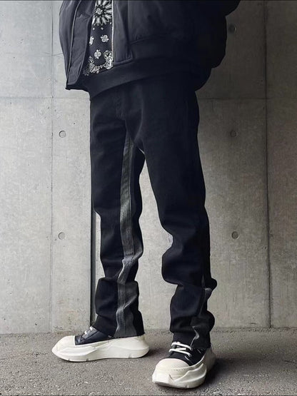 Men's contrast bootcut jeans with no stretch, featuring a basic style, made of 95% cotton and 5% polyester.