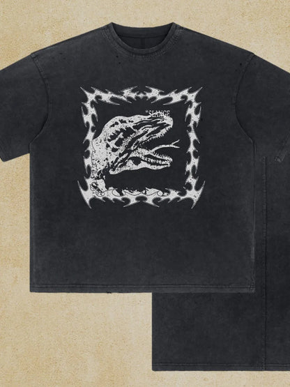 Men's Graphic Round Neck Half Sleeve T-Shirt in black, featuring a bold graphic design, 100% cotton.