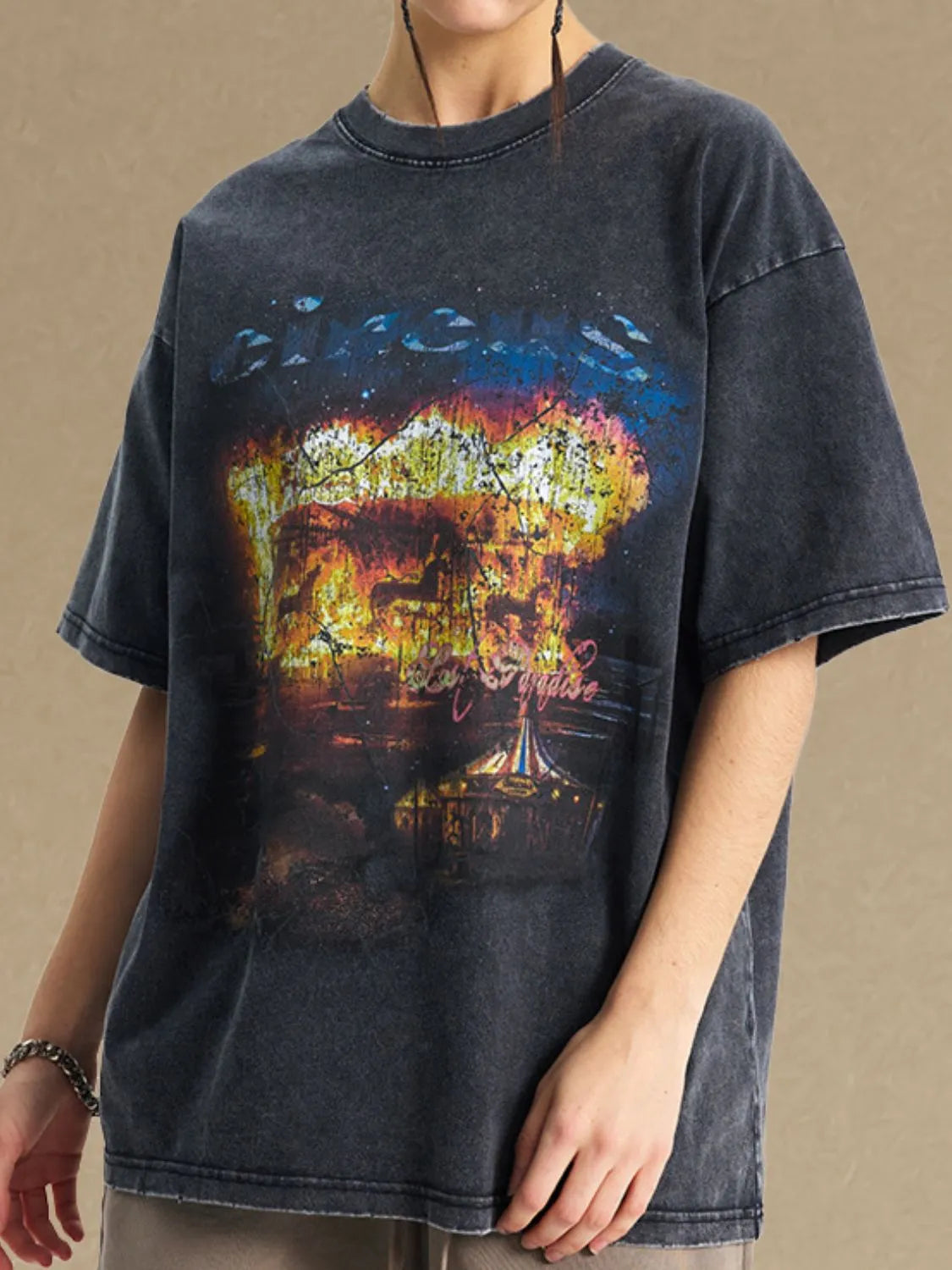 Men's graphic round neck half sleeve t-shirt, 100% cotton, basic style.