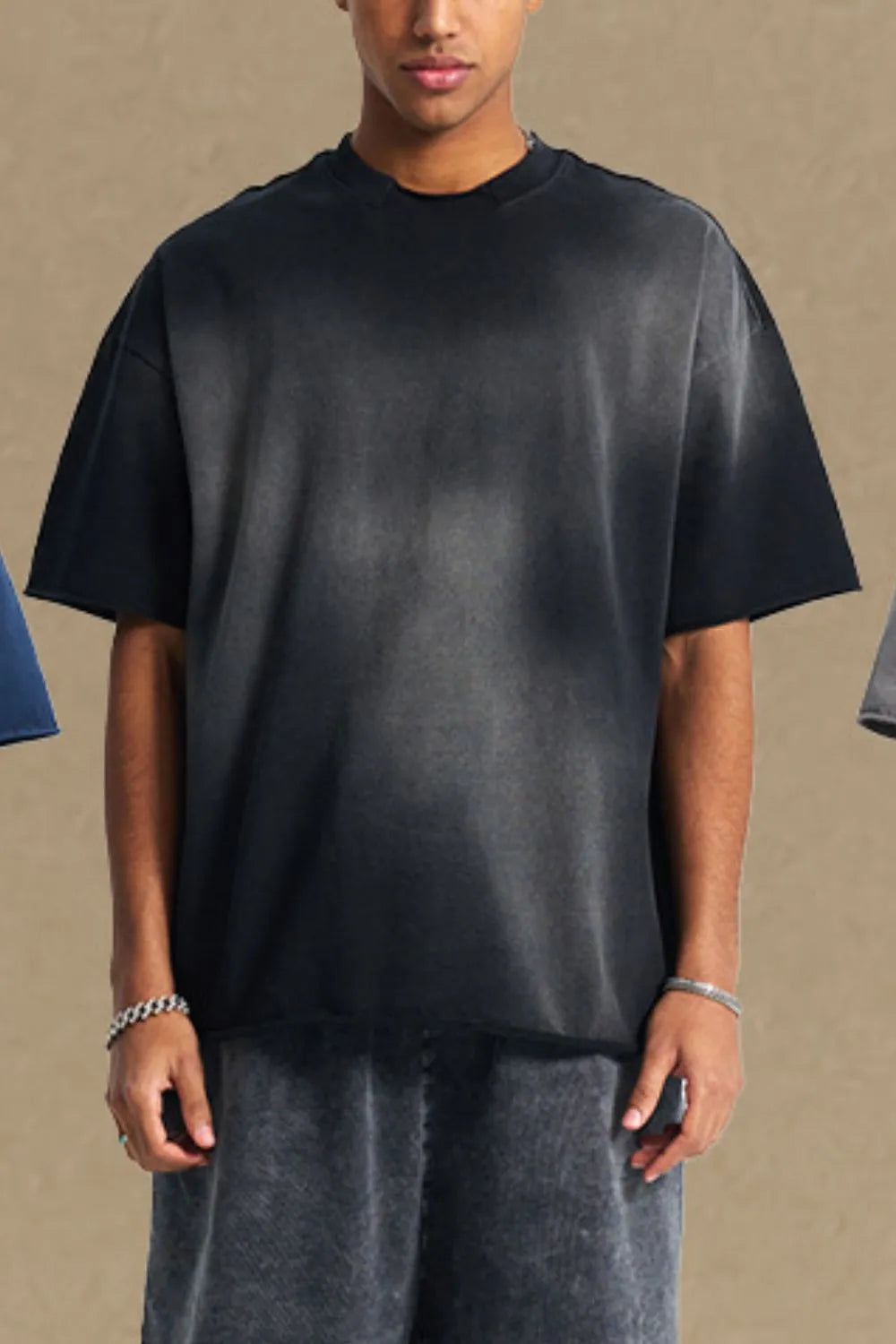 Men's round neck half sleeve t-shirt in black, basic style, 100% cotton.