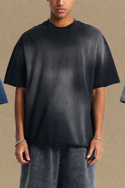 Men's round neck half sleeve t-shirt in black, basic style, 100% cotton.