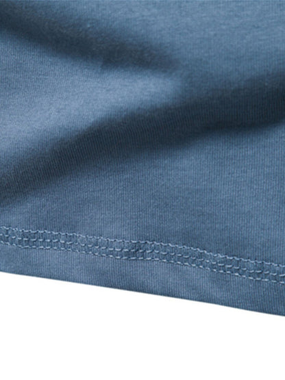 Men's Full Size Quarter Button Round Neck Long Sleeve T-Shirt fabric detail.