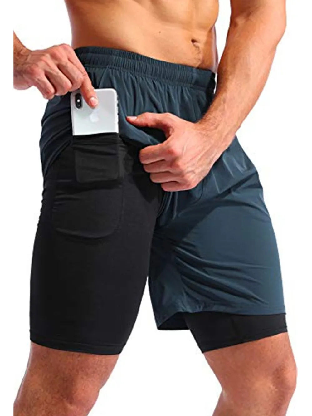 Men's elastic waist active shorts with a relaxed fit, featuring durable 100% nylon fabric.