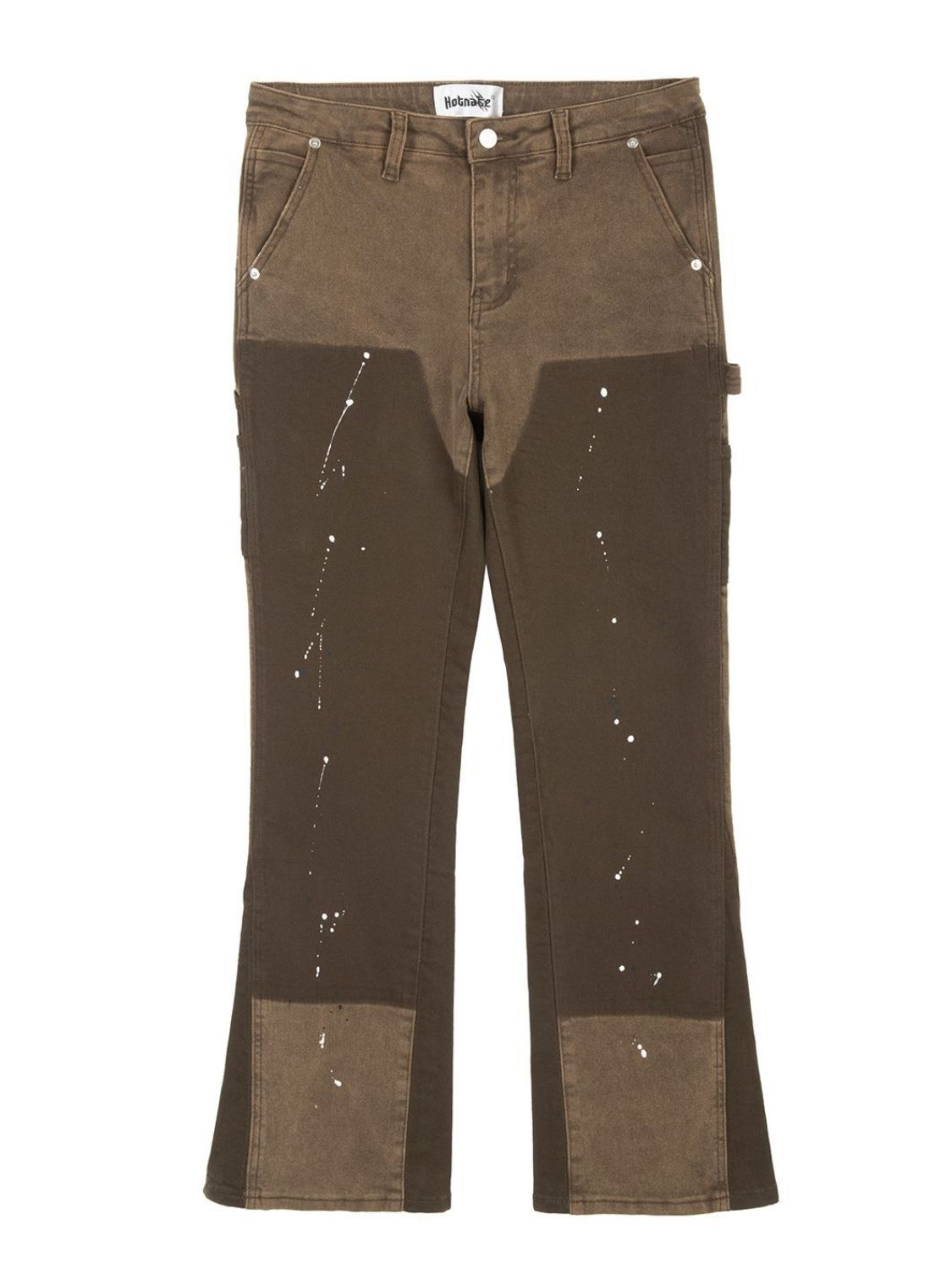 Men's color block jeans with pockets, cotton-polyester, basic style.