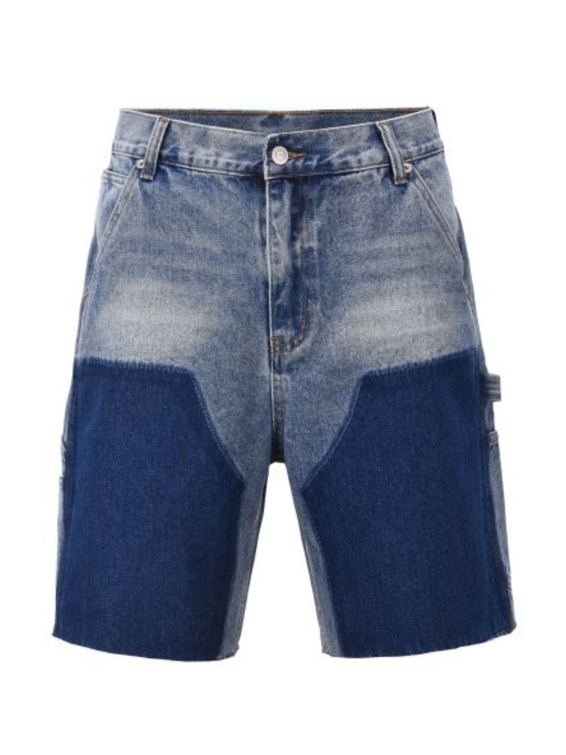 Men's washed cargo denim shorts made of 95% cotton and 5% polyester.