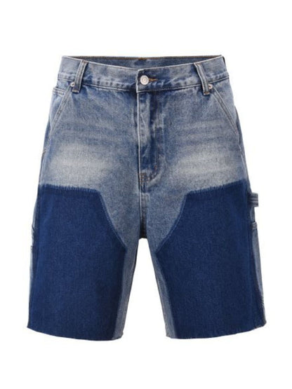 Men's washed cargo denim shorts made of 95% cotton and 5% polyester.