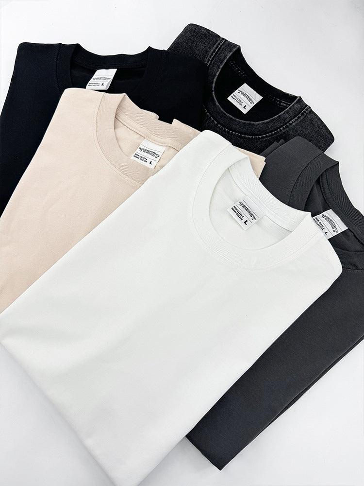 Men's round neck short sleeve t-shirts in various colors, cotton and polyester blend.