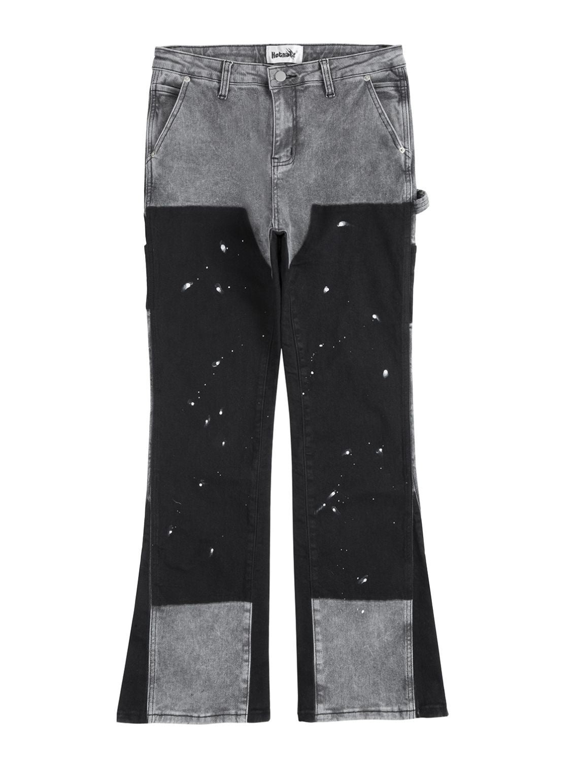 Men's contrast washed bootcut jeans, basic style, cotton-viscose blend, no stretch.