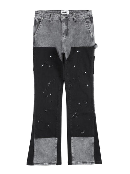 Men's contrast washed bootcut jeans, basic style, cotton-viscose blend, no stretch.