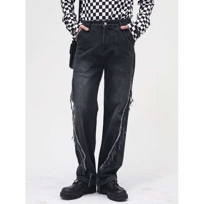 Raw hem jeans with pockets, basic style, no stretch, cotton-viscose blend.