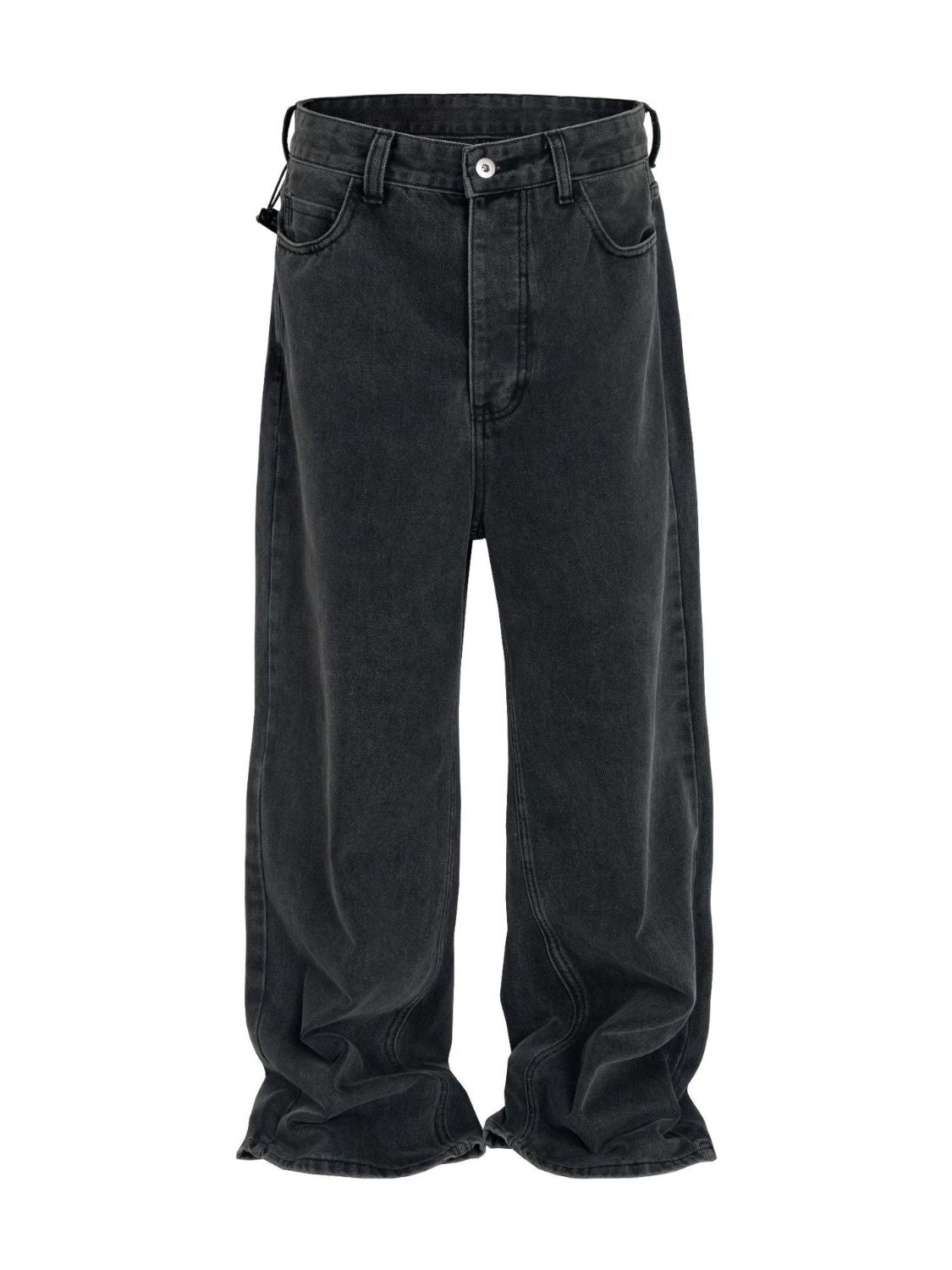 Men's wide leg jeans in black, basic style, non-stretch cotton blend.