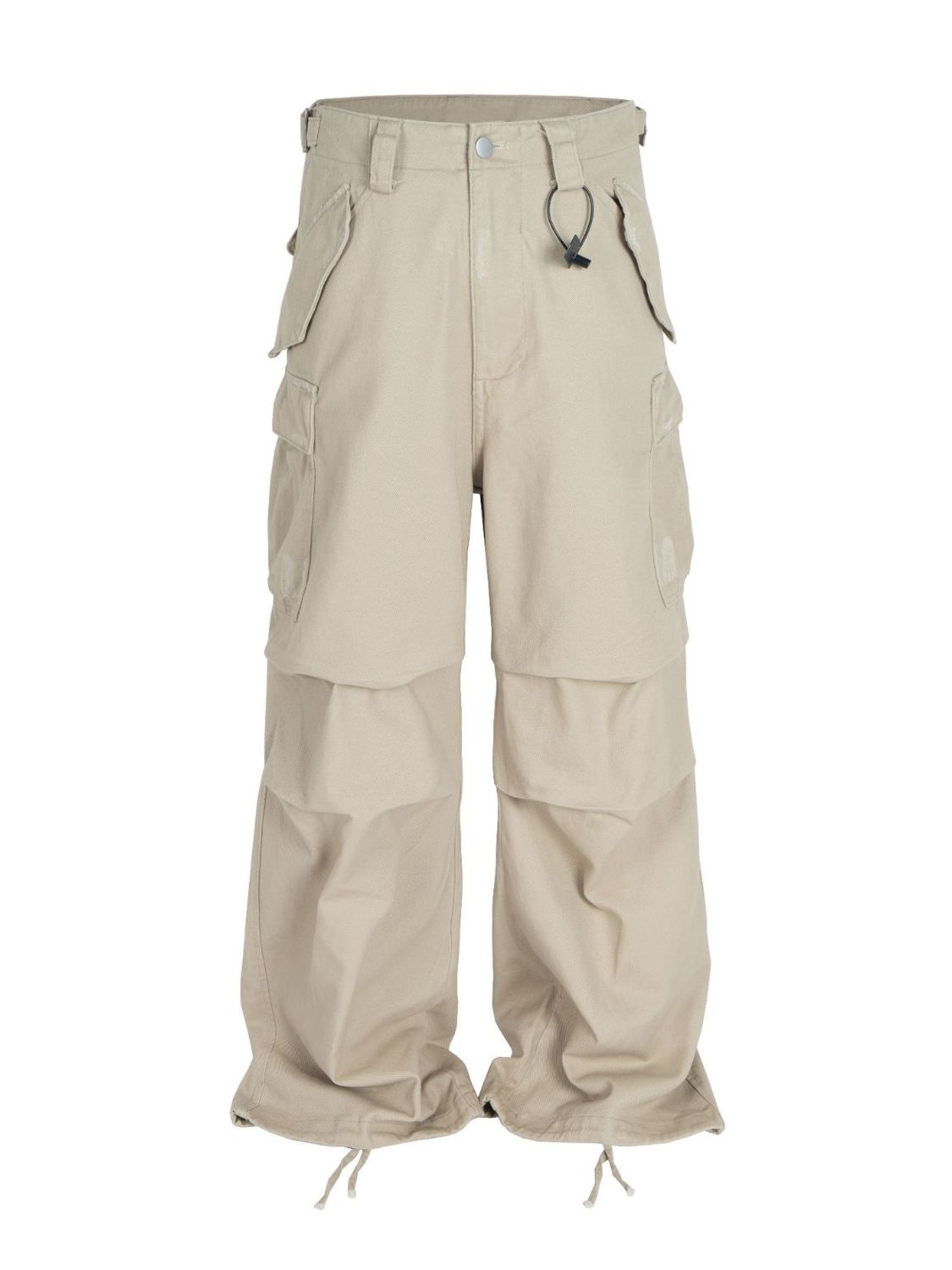 Men's wide leg jeans with cargo pockets, basic style, no stretch.