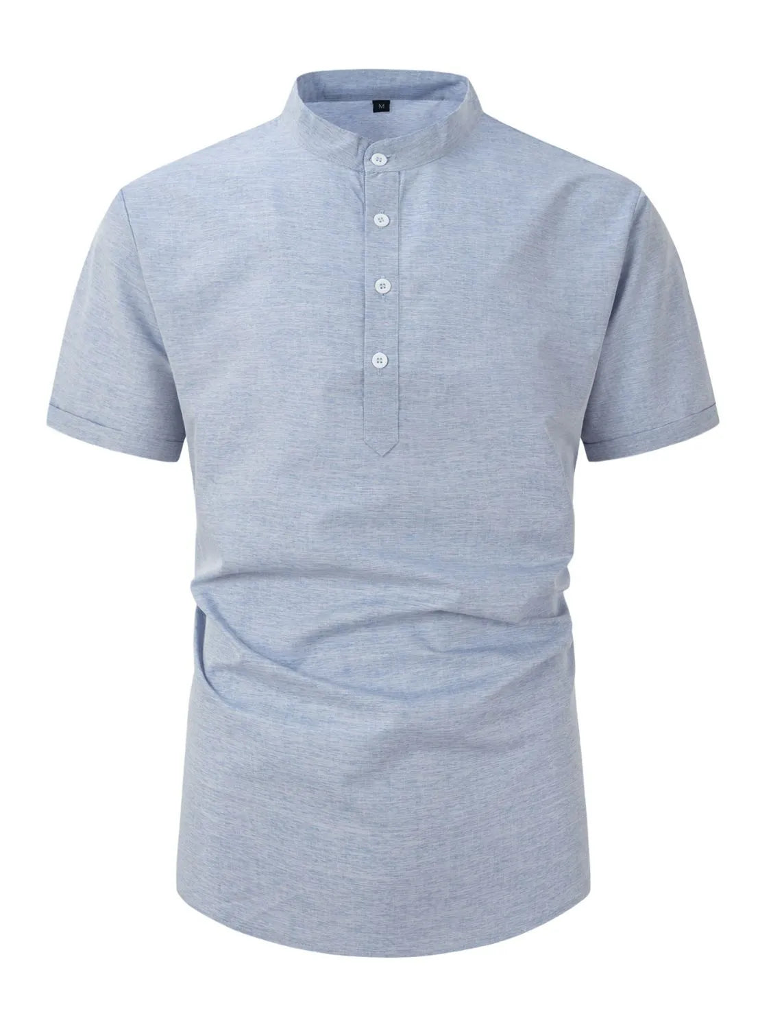 Men's full size button detail short sleeve polo, slightly stretchy polyester-spandex blend.