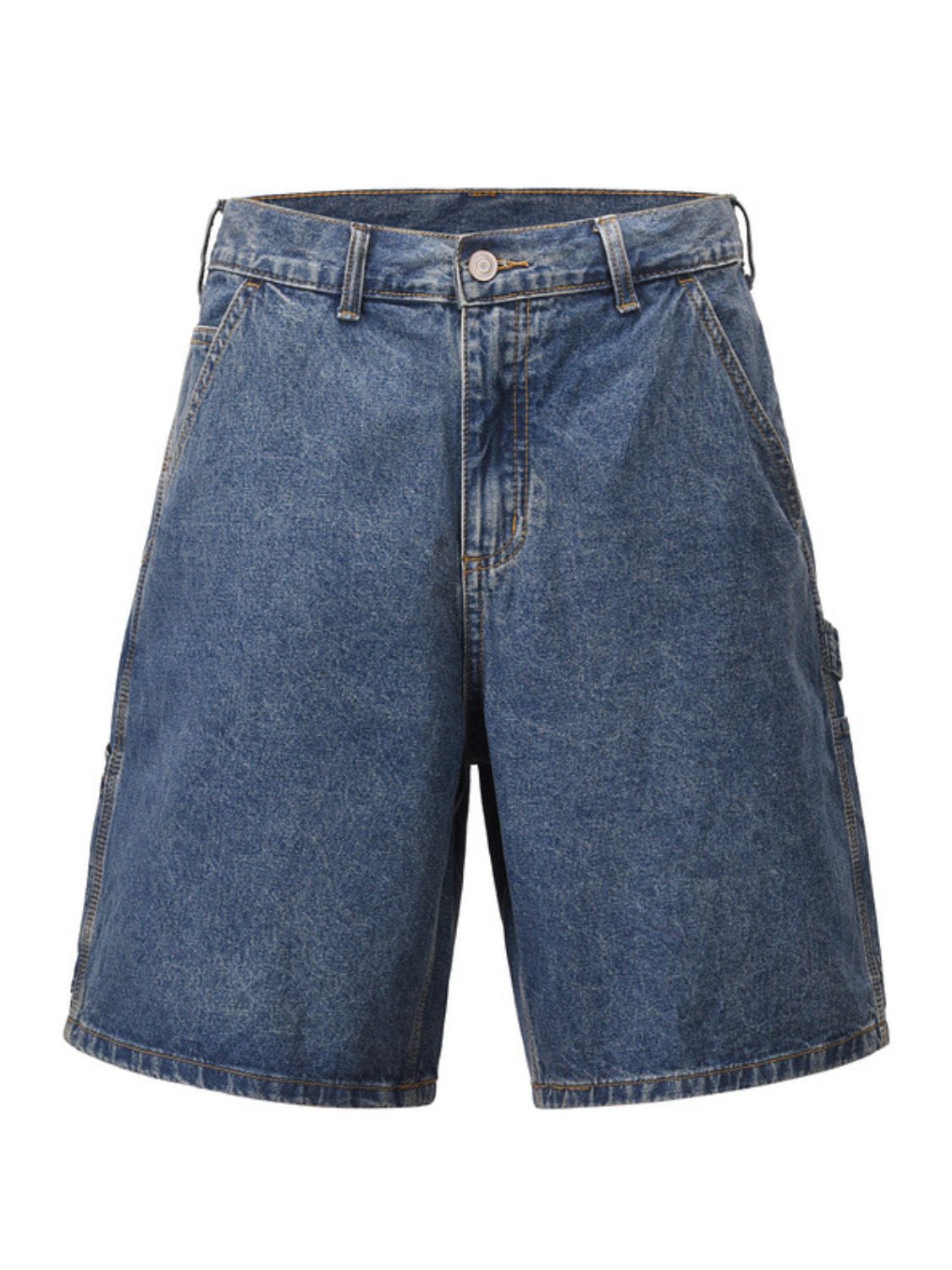 Men's washed denim Bermuda shorts, basic style, slightly stretchy.
