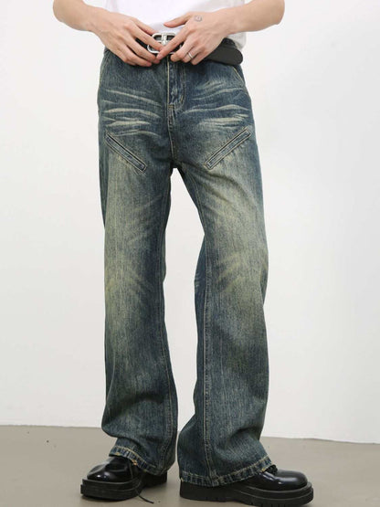 Men's loose fit jeans, no stretch, basic style, cotton blend.