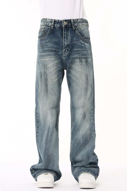 Cat's Whiskers Jeans with Pockets, basic style denim without stretch, front view.