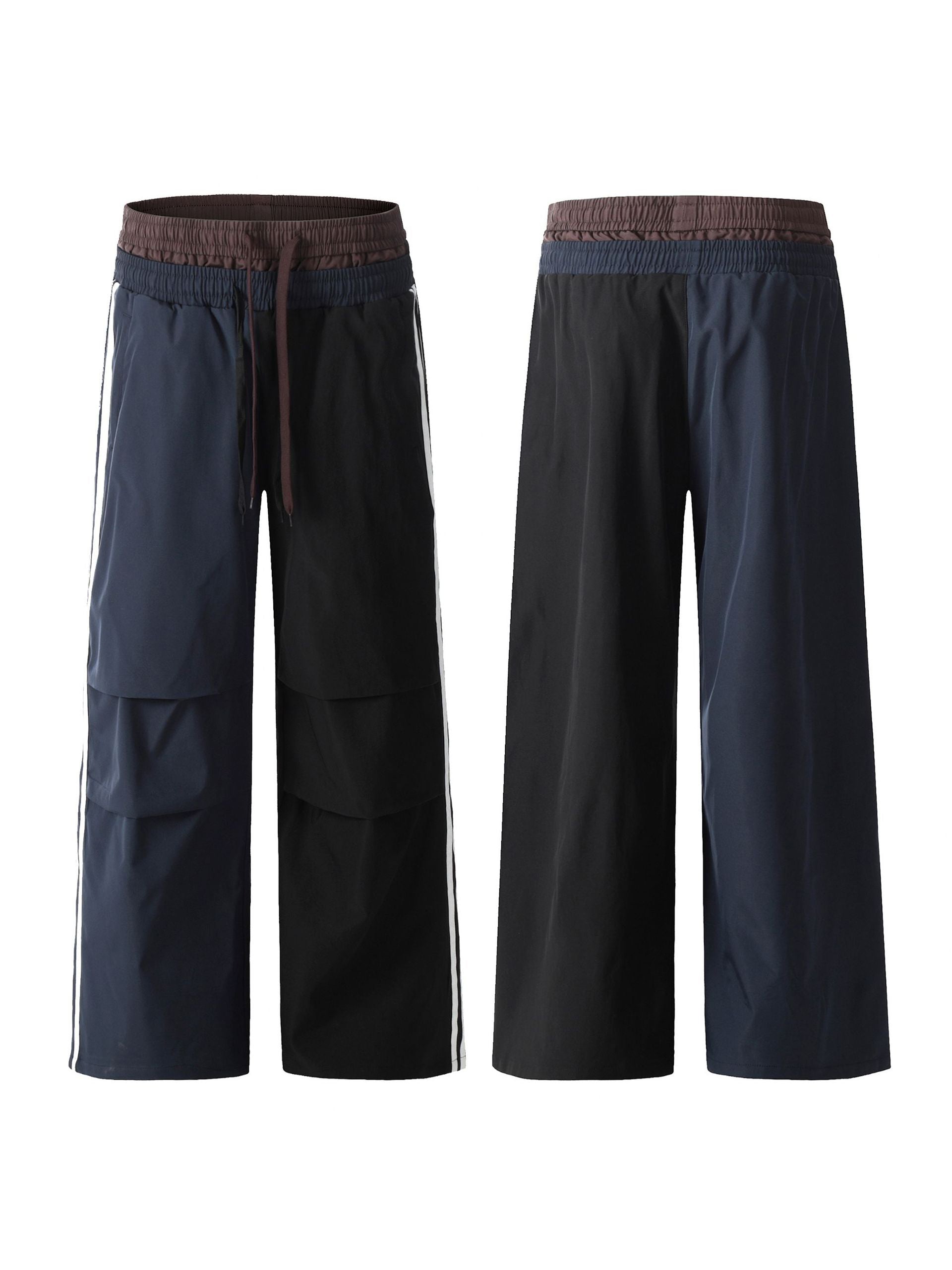Men's double-waisted straight-leg cargo pants in polyester and viscose.
