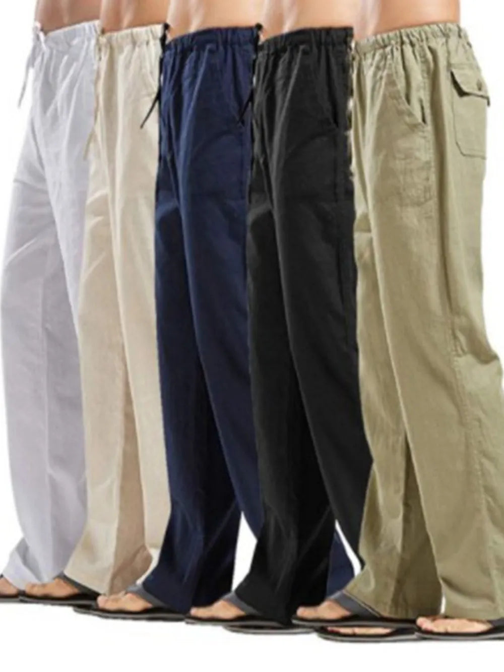 Men's full size drawstring pants with pockets, available in multiple colors and plus sizes.