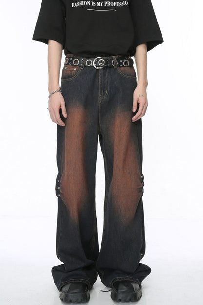 Wide leg jeans with pockets, no stretch, 84.4% cotton.