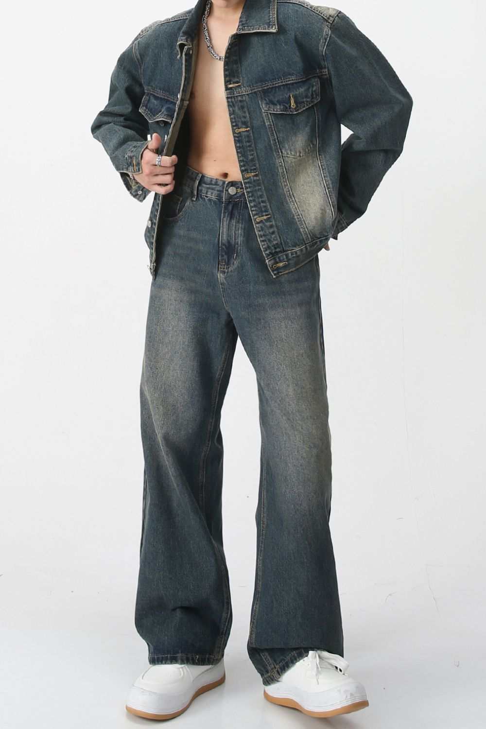 Baggy jeans with pockets, basic style, no stretch, 90% cotton.