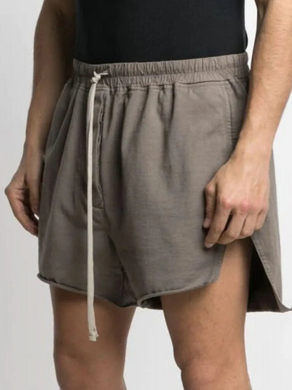 Men's plus size drawstring active shorts, slightly stretchy, cotton blend.
