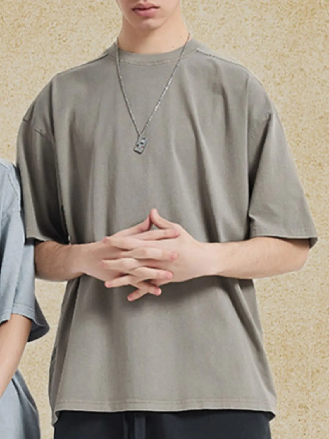 Men's round neck half sleeve t-shirt, basic style, slightly stretchy, 100% cotton.