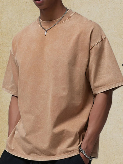 Men's round neck half sleeve t-shirt, basic style, 100% cotton, slightly stretchy fabric.